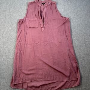 Raviya Collared Lightweight Swim Coverup Tunic Women's Medium Purple V-Neck